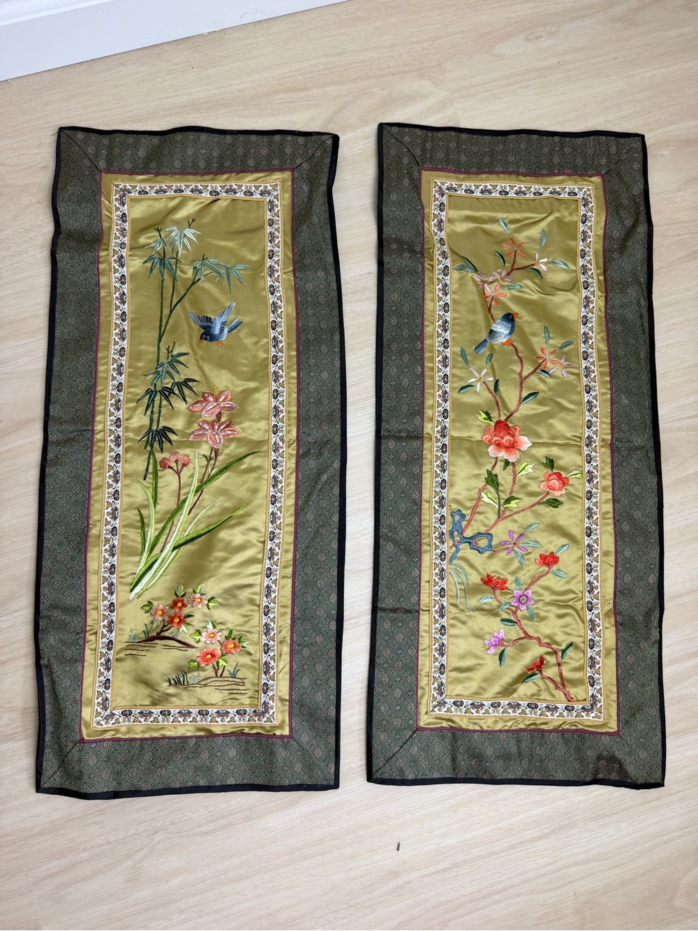 Vintage Chinese Silk Embroidery Panels (2)